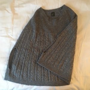 Gray cable knit cape sweater